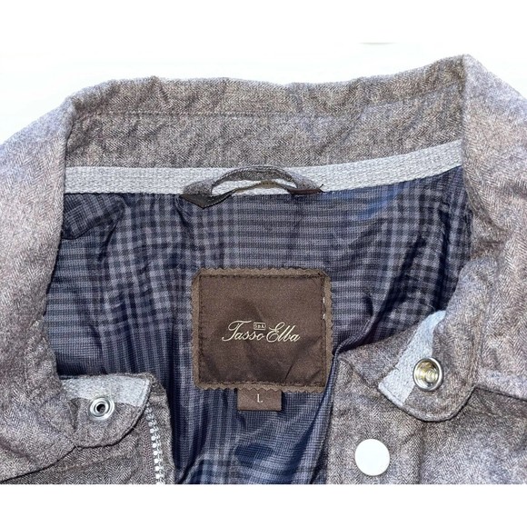 Tasso Elba Mens Sz L Grayish/Brown‎ Puff Coat  Zip Snap Front and Inside Pocket - Picture 11 of 14